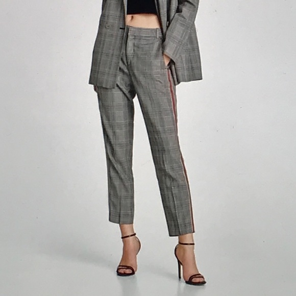 Zara Pants - Zara Checkered Trousers with Side Stripes XS